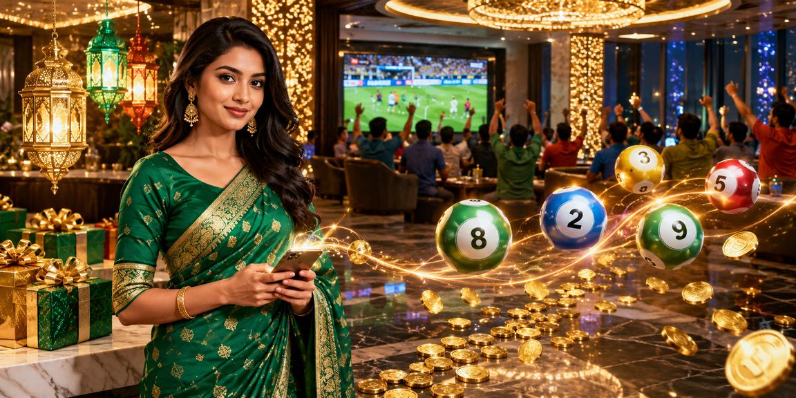 খুলনায় শাড়ি পরা একজন নারী লটারি ও গেমিং উপভোগ করছেন