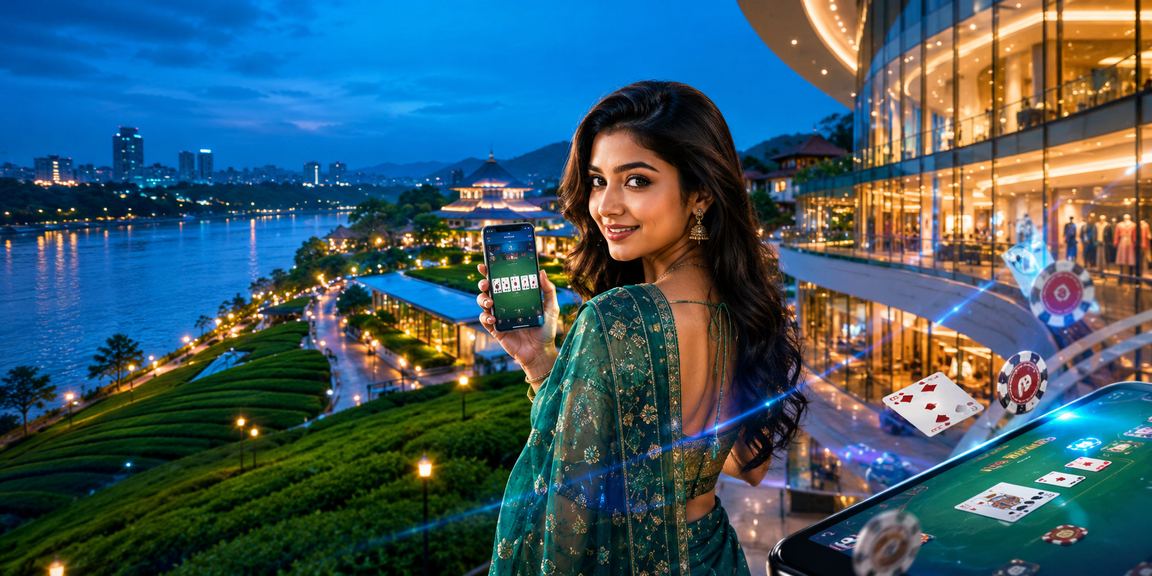 সিলেটের চা বাগানে রামি কার্ড গেম খেলছেন একজন খেলোয়াড়